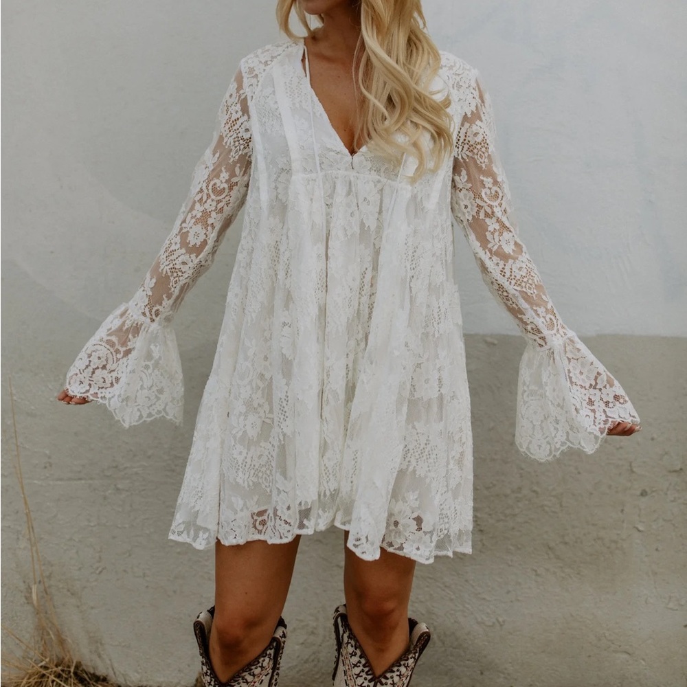 ★ SOLD ★ Free People Lace Mini Dress - Picture 1 of 14